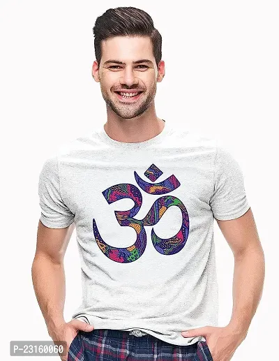 Stylish White Cotton Printed Round Neck Tees For Men-thumb0