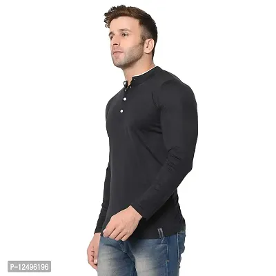 Jambul Men's Cotton Blend Regular Fit Neck Full Sleeve Casual Wear T-Shirt_Black-thumb3