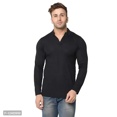 Jambul Men's 100% Pure Cotton Full Sleeves Collar Neck Casual Wear Tshirt (Black_Small)-thumb0