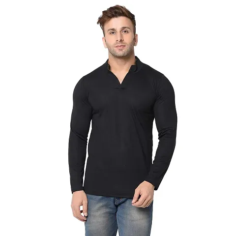 Jambul Men's 100% Pure Cotton Full Sleeves Collar Neck Casual Wear Tshirt