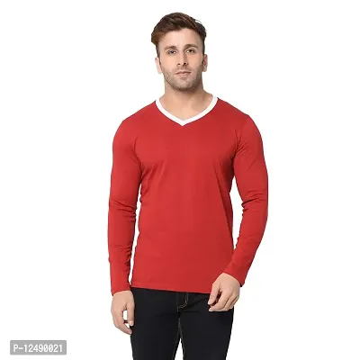 Jambul Regular Fit Men's Cotton V Neck Full Sleeve Casual T-Shirt-thumb0