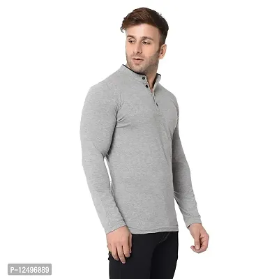 Jambul Men's Cotton Blend Regular Fit Neck Full Sleeve Casual Wear T-Shirt_Grey-thumb4