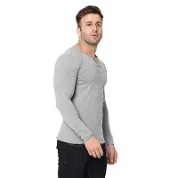 Jambul Regular Fit Trendy Cotton Henely Neck Men's Full Sleeve T-Shirt Grey-thumb3
