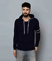 Jambul Regular Fit Cotton Men's Full Sleeve Hooded Casual T-Shirt Black-thumb1