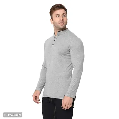 Jambul Men's Cotton Blend Regular Fit Neck Full Sleeve Casual Wear T-Shirt_Grey-thumb3