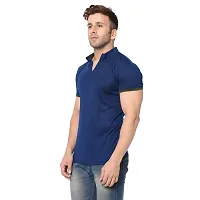 Jambul Men's 100% Pure Cotton Half Sleeves Collar Neck Casual Wear Tshirt (Navy_XXLarge)-thumb1