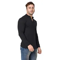 Jambul Men's 100% Pure Cotton Full Sleeves Collar Neck Casual Wear Tshirt (Black_Small)-thumb2