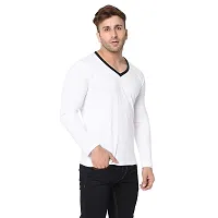 Jambul Regular Fit Men's Cotton V Neck Full Sleeve Casual T-Shirt_White-thumb2