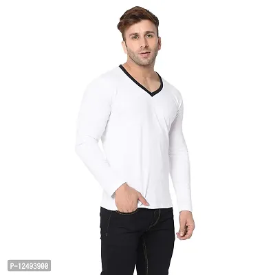 Jambul Regular Fit Men's Cotton V Neck Full Sleeve Casual T-Shirt_White-thumb3