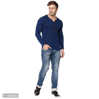 Jambul Men's Cotton Blend Regular Fit V Neck Full Sleeve Casual T-Shirt-thumb5