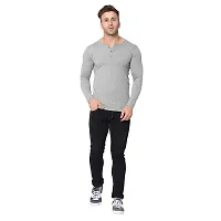 Jambul Regular Fit Trendy Cotton Henely Neck Men's Full Sleeve T-Shirt Grey-thumb1