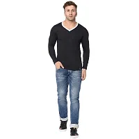 Jambul Regular Fit Men's Cotton V Neck Full Sleeve Casual T-Shirt_Black-thumb4