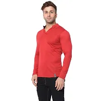 Jambul Men's 100% Pure Cotton Full Sleeves Collar Neck Casual Wear Tshirt (Red_Small)-thumb2