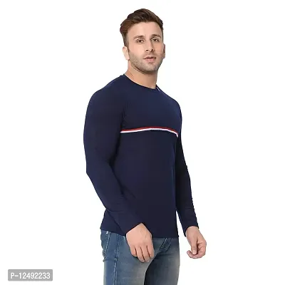 Jambul Men's Cotton Blend Regular Fit Round Neck Full Sleeve Casual T-Shirt_Navy-thumb3