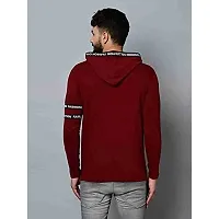 Jambul Regular Fit Cotton Men's Full Sleeve Hooded Casual T-Shirt Maroon-thumb2