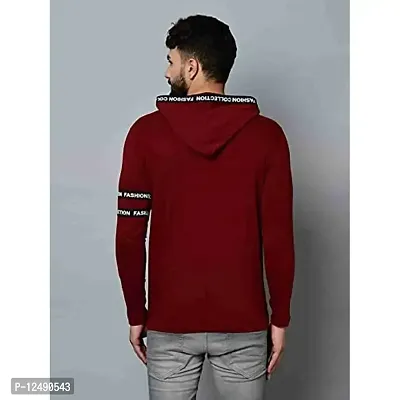 Jambul Regular Fit Cotton Men's Full Sleeve Hooded Casual T-Shirt Maroon-thumb3