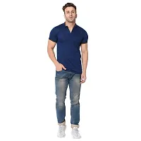 Jambul Men's 100% Pure Cotton Half Sleeves Collar Neck Casual Wear Tshirt (Navy_XXLarge)-thumb3