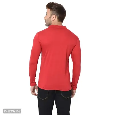 Jambul Men's 100% Pure Cotton Full Sleeves Collar Neck Casual Wear Tshirt (Red_Small)-thumb5