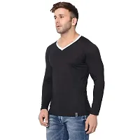 Jambul Regular Fit Men's Cotton V Neck Full Sleeve Casual T-Shirt_Black-thumb1