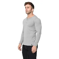 Jambul Regular Fit Trendy Cotton Henely Neck Men's Full Sleeve T-Shirt Grey-thumb2
