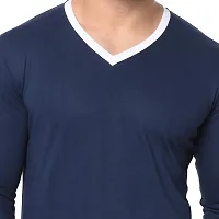 Jambul Regular Fit Men's Cotton V Neck Full Sleeve Casual T-Shirt_Navy-thumb4