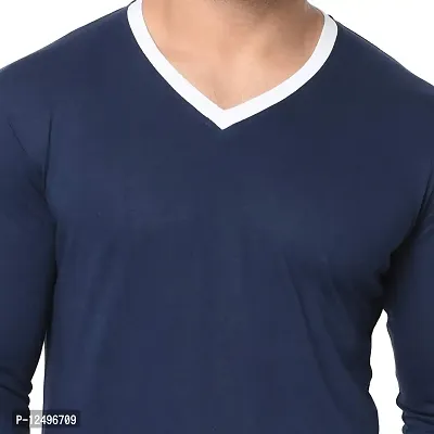 Jambul Regular Fit Men's Cotton V Neck Full Sleeve Casual T-Shirt_Navy-thumb5