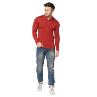 Jambul Men's Cotton Blend Regular Fit Neck Full Sleeve Casual Wear T-Shirt_Red-thumb1