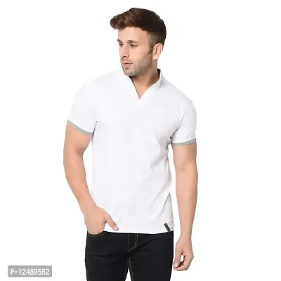 Jambul Men's 100% Pure Cotton Half Sleeves Collar Neck Casual Wear Tshirt-thumb2