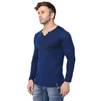 Jambul Men's Cotton Blend Regular Fit V Neck Full Sleeve Casual T-Shirt-thumb1