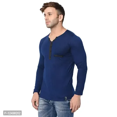 Jambul Men's Cotton Blend Regular Fit V Neck Full Sleeve Casual T-Shirt-thumb2