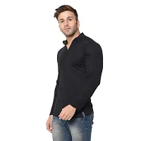 Jambul Men's 100% Pure Cotton Full Sleeves Collar Neck Casual Wear Tshirt (Black_Small)-thumb1