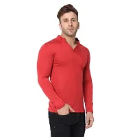 Jambul Men's 100% Pure Cotton Full Sleeves Collar Neck Casual Wear Tshirt (Red_Small)-thumb1