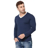 Jambul Regular Fit Men's Cotton V Neck Full Sleeve Casual T-Shirt_Navy-thumb1