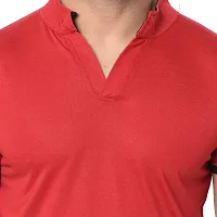 Jambul Men's 100% Pure Cotton Half Sleeves Collar Neck Casual Wear Tshirt (Red_Small)-thumb4