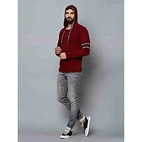 Jambul Regular Fit Cotton Men's Full Sleeve Hooded Casual T-Shirt Maroon-thumb3