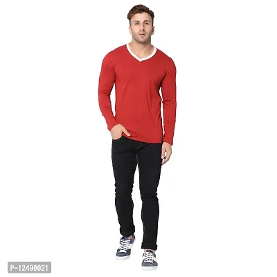Jambul Regular Fit Men's Cotton V Neck Full Sleeve Casual T-Shirt-thumb4
