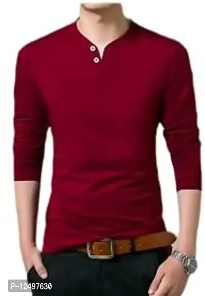 Jambul Men's Cotton Full Sleeve Regular Fit T-Shirt Maroon-thumb0