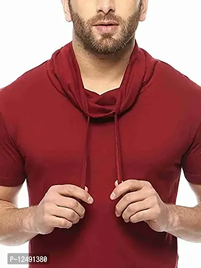 Jambul Regular Fit Cotton Men's Full Sleeve High Neck Casual T-Shirt Maroon