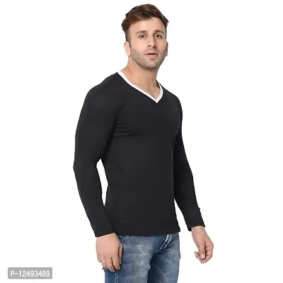 Jambul Regular Fit Men's Cotton V Neck Full Sleeve Casual T-Shirt_Black-thumb3