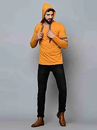 Jambul Regular Fit Cotton Men's Full Sleeve Hooded Casual T-Shirt Yellow-thumb4