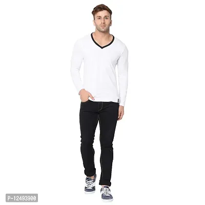 Jambul Regular Fit Men's Cotton V Neck Full Sleeve Casual T-Shirt_White-thumb4