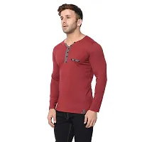Jambul Men's Cotton Blend Regular Fit V Neck Full Sleeve Casual T-Shirt_Maroon-thumb1