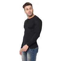 Jambul Regular Fit Trendy Cotton Henely Neck Men's Full Sleeve T-Shirt Black-thumb2