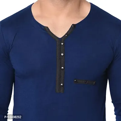 Jambul Men's Cotton Blend Regular Fit V Neck Full Sleeve Casual T-Shirt-thumb4