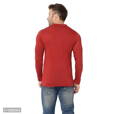 Jambul Men's Cotton Blend Regular Fit Neck Full Sleeve Casual Wear T-Shirt_Red-thumb5