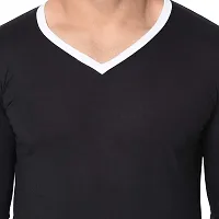 Jambul Regular Fit Men's Cotton V Neck Full Sleeve Casual T-Shirt_Black-thumb3