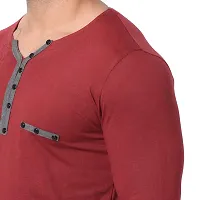 Jambul Men's Cotton Blend Regular Fit V Neck Full Sleeve Casual T-Shirt_Maroon-thumb4