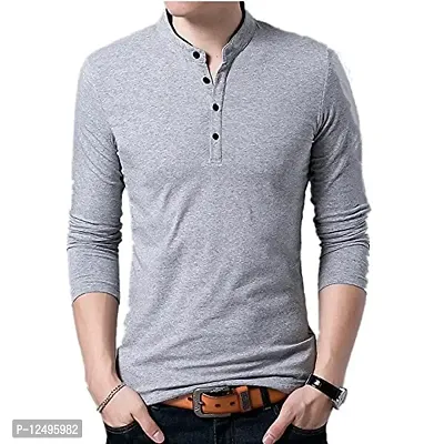 Jambul Regular Fit Cotton Men's Full Sleeve Banded Collor Casual T-Shirt-thumb0