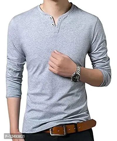 Jambul Men's Cotton Full Sleeve Regular Fit T-Shirt Grey-thumb0