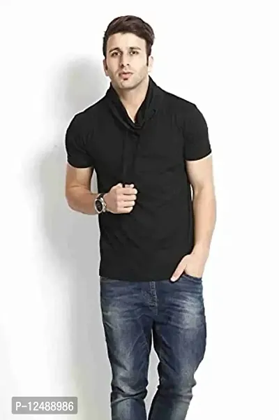 Jambul Regular Fit Cotton Men's Full Sleeve High Neck Casual T-Shirt Black